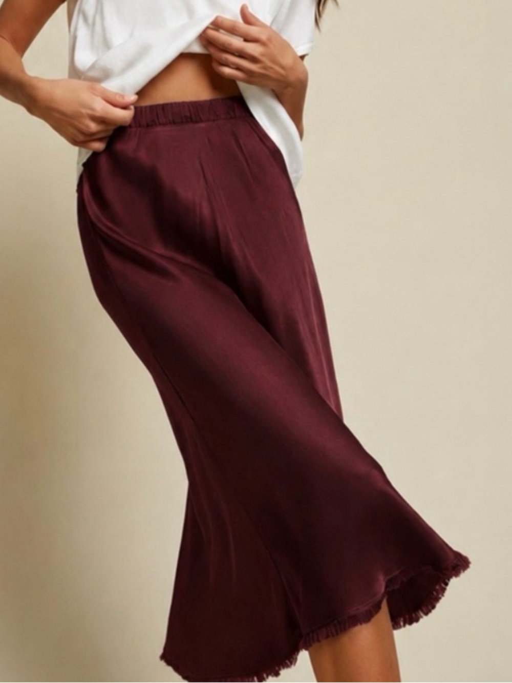 Nation LTD marie boxy and mable midi satin set dark cherry size small - Picture 3 of 9